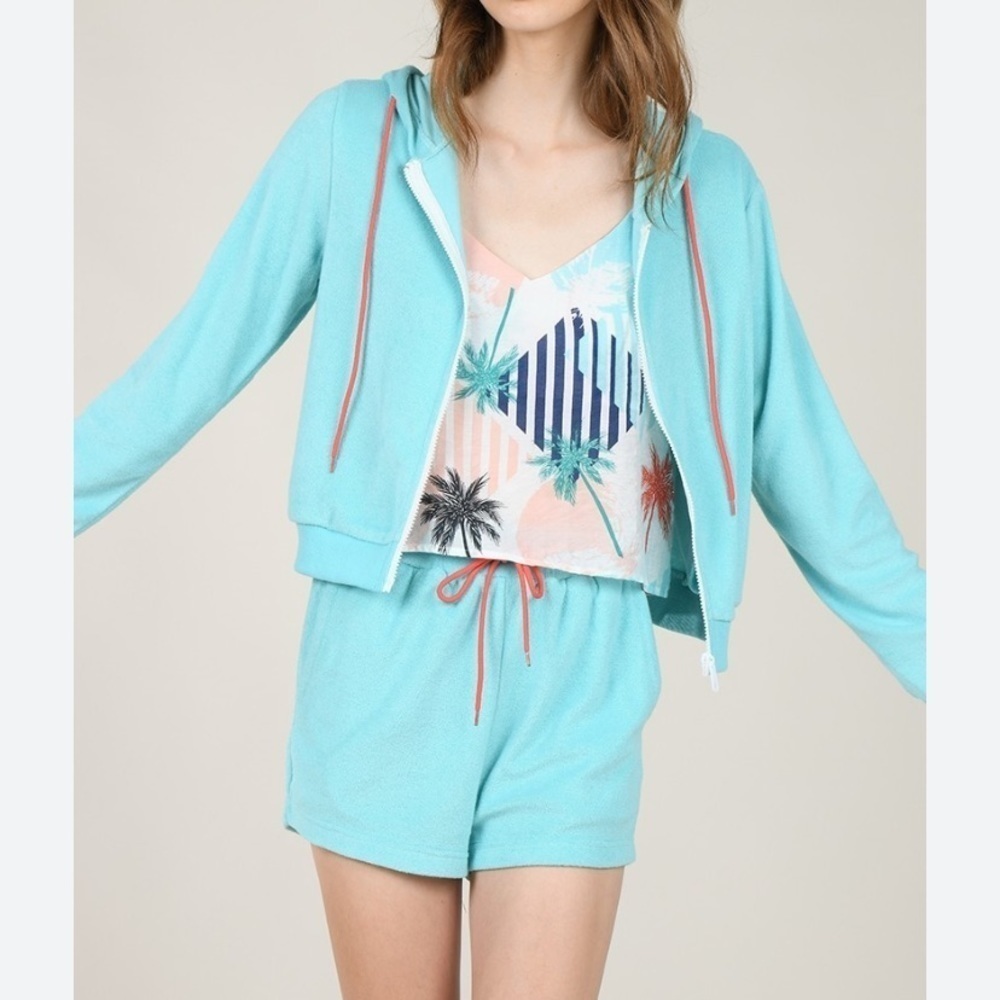 Lili Sidonio MOLLY BRACKEN TERRYCLOTH JACKET SHORTS set turquoise Medium